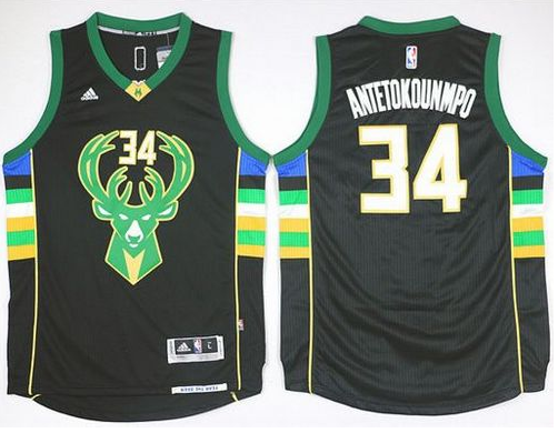 Youth Milwaukee Bucks #34 Giannis Antetokounmpo Black Alternate Stitched Basketball Jersey Youth Milwaukee Bucks #34 Giannis Antetokounmpo Black Alternate Stitched Basketball Jersey